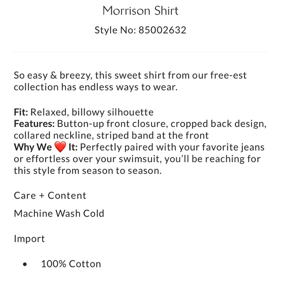 Free people button up open back Morrison shirt size Mediumm - Picture 2 of 2